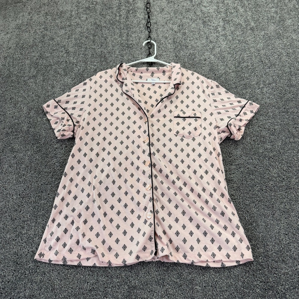 Secret Treasures Pajama Top Womens 3X Extra Large Pink Geometric Short Sleeve PJ